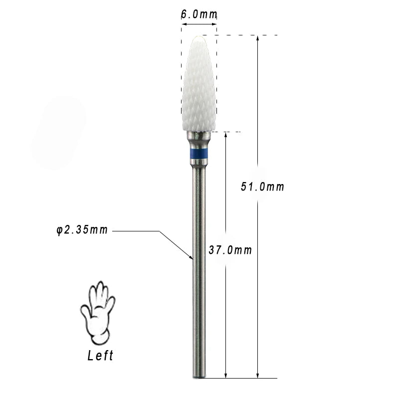 Left-Handed Ceramic Nail Drill Bit